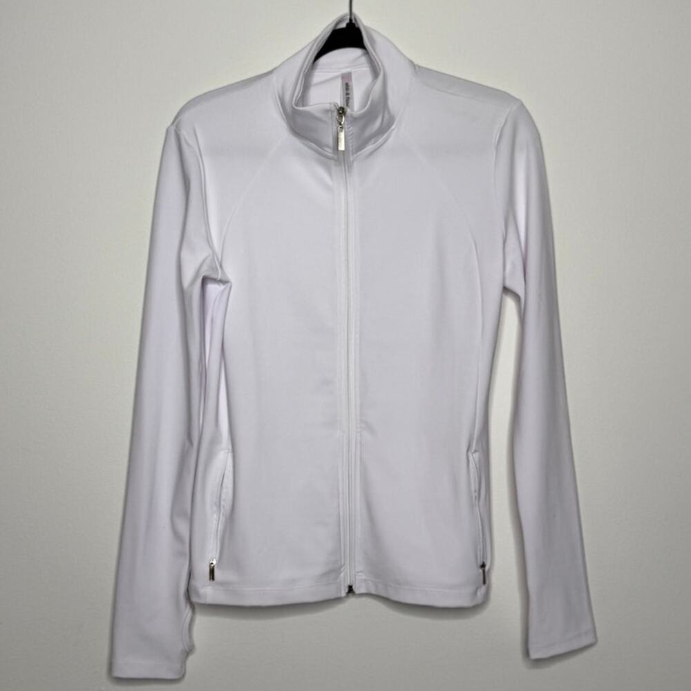 White Full Zip Athleisure Jacket - Ebb & Flow - Size L